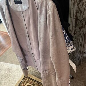 Dolce Cabo Dusty Rose Open Front Suede Jacket sz M stretch